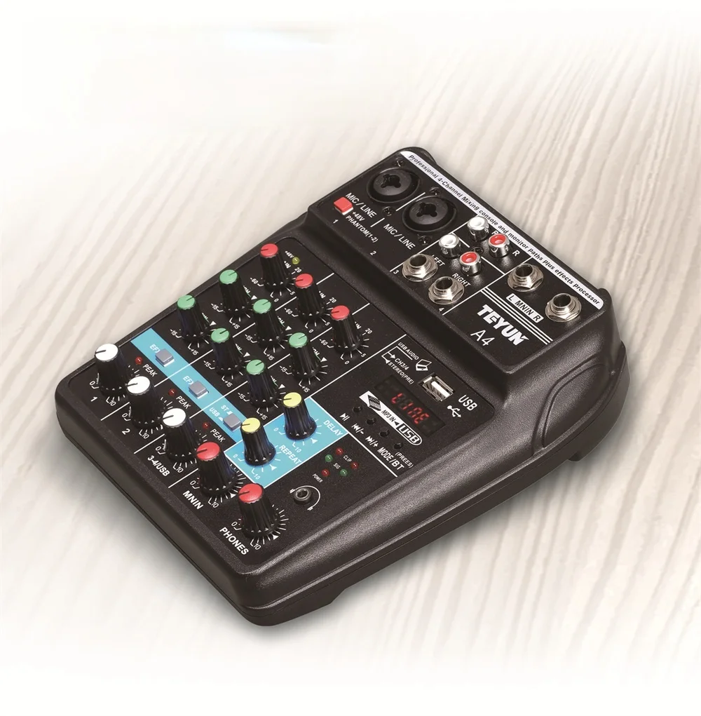 Wireless 4-channel Audio Mixer Portable Sound Mixing Console USB Interface MP3 Computer Input 48V Phantom Power Monitor for Home
Wireless 4-channel Audio Mixer Portable Sound Mixing Console USB Interface MP3 Computer Input 48V Phantom Power Monitor for Home