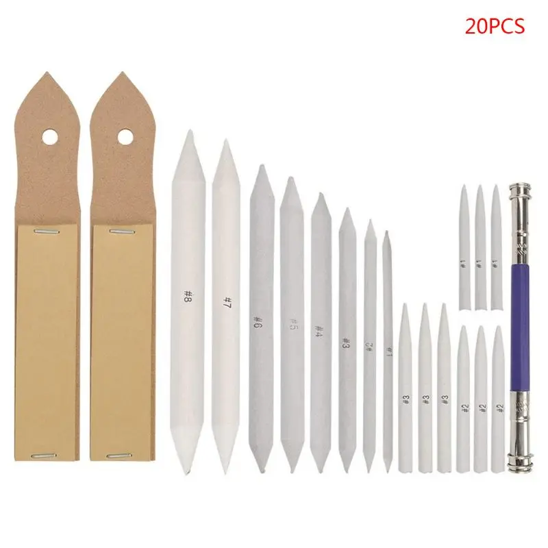 20pcs/set Sandpaper Blending Paper Stumps Sketch Pencil Extension Rod Extender Sharpen Drawing Tool | Канцтовары для офиса и