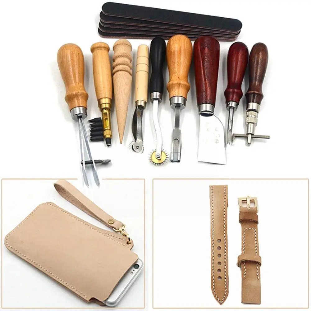 Professional Leather Craft Tools Kit Hand Sewing Stitching Punch Set Accessories Tool Saddle DIY Work Carving Set F5P1
Professional Leather Craft Tools Kit Hand Sewing Stitching Punch Set Accessories Tool Saddle DIY Work Carving Set F5P1