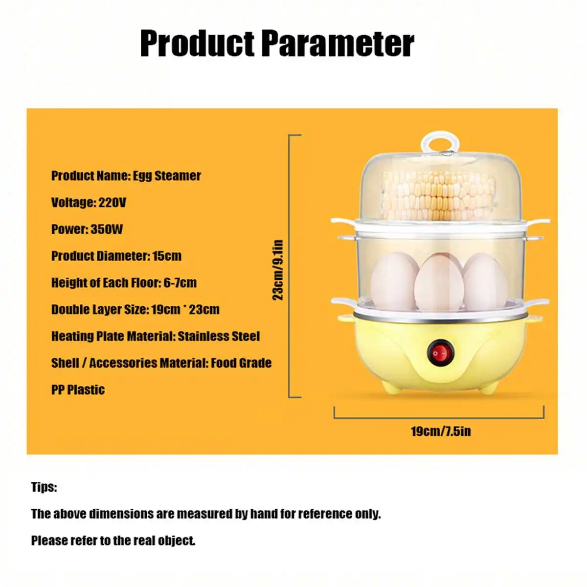 Kitchenware Portable Egg Steamer Double Layer Electric Egg Cooker Boiler Heating Stainless Steel Steamer Pan Cooking Tools 
Kitchenware Portable Egg Steamer Double Layer Electric Egg Cooker Boiler Heating Stainless Steel Steamer Pan Cooking Tools