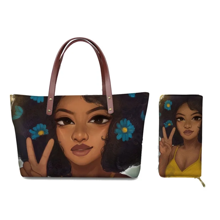 Luxury Handbags Women Black Art African Girl Printing 2pcs/set Hand Bag&Wallet Females Top-Handle Bag For Custom Bolsas
Luxury Handbags Women Black Art African Girl Printing 2pcs/set Hand Bag&Wallet Females Top-Handle Bag For Custom Bolsas
