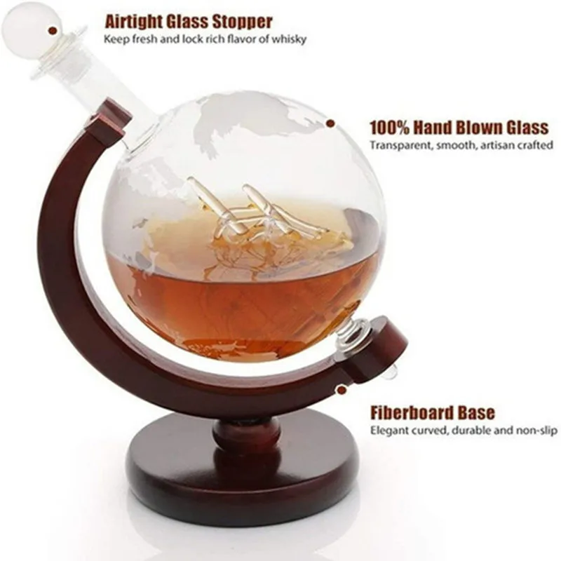 

Графин для вина Globe, стеклянный Хрустальный диспенсер для спирта для вечерние, стеклянная посуда, графин для виски и водки, графин без свинца, кувшин, креативный подарок