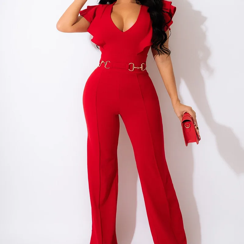 Women V Neck Jumpsuit Sexy Ruffles Sleeves High Waist Slim Sheath African Clubwear Party Night Date Out Female One Pieces 2022
Women V Neck Jumpsuit Sexy Ruffles Sleeves High Waist Slim Sheath African Clubwear Party Night Date Out Female One Pieces 2022