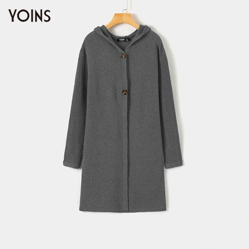 

YOINS Women Open Front Button Design Long Sleeves Coats Autumn Solid Color Party Jackets Femme Long Cardigans S