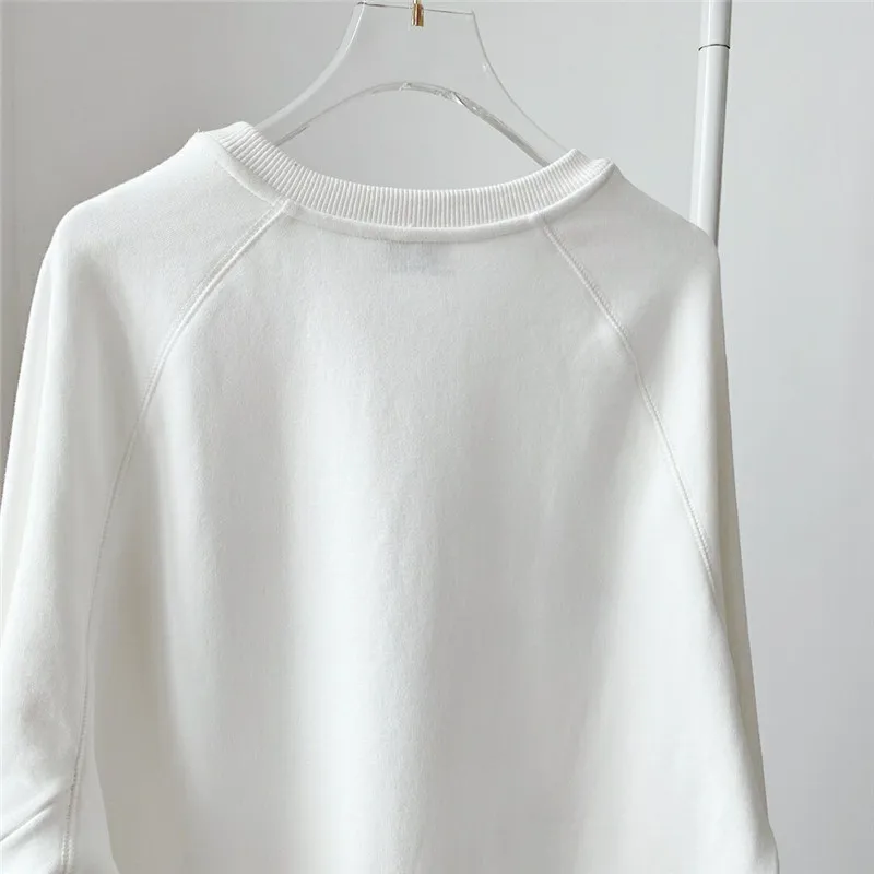 High Quality Woman Khaki Whtie Cotton Sweatshirt Round Neck Puff Shoulders Front Letter Print Pullovers 2021 SS
High Quality Woman Khaki Whtie Cotton Sweatshirt Round Neck Puff Shoulders Front Letter Print Pullovers 2021 SS