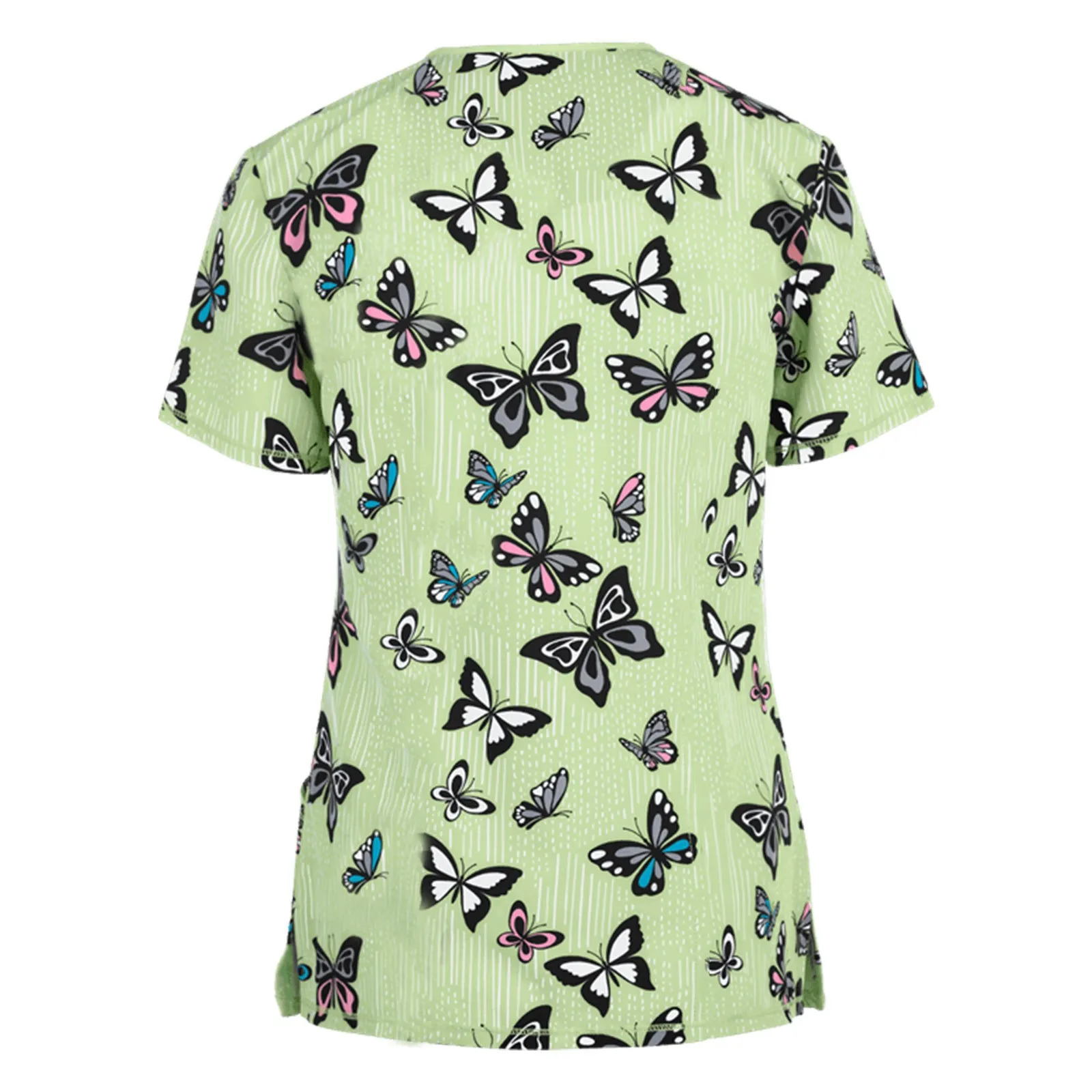 2021 Women Fashion Short Sleeve V-Neck Tops Working Uniform Blouse Butterfly Print T-Shirts Nurse Accessories
2021 Women Fashion Short Sleeve V-Neck Tops Working Uniform Blouse Butterfly Print T-Shirts Nurse Accessories