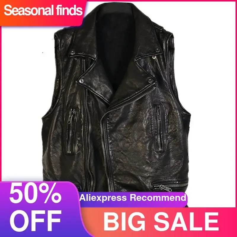2021 Black Slim Fit Biker's Leather Vest Men Japan Style Diagonal Zipper Genuine Sheepskin Spring Short Motorcycle Coat
2021 Black Slim Fit Biker's Leather Vest Men Japan Style Diagonal Zipper Genuine Sheepskin Spring Short Motorcycle Coat