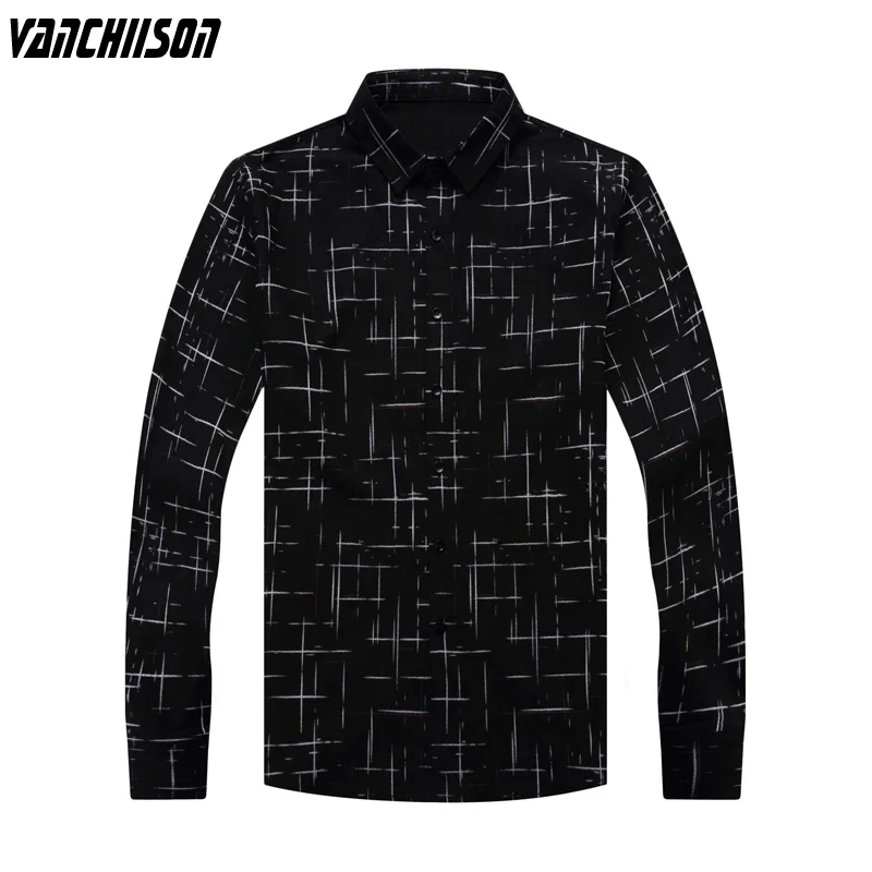 

Mens Brand Shirt Print Casual Retro Vintage 40% Cotton 60% Polyester for Male Broadcloth Long Sleeve Turndown Collar A08231231