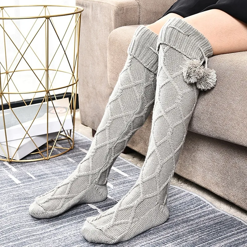 Thigh High Over The Knee Socks Whit Ball Fashion Women's Long Knitted Stockings For Girls Ladies Women Winter Knit Socks Ladies
Thigh High Over The Knee Socks Whit Ball Fashion Women's Long Knitted Stockings For Girls Ladies Women Winter Knit Socks Ladies