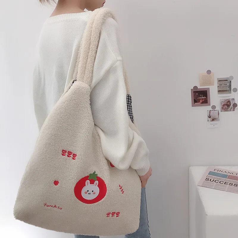Women Plush Shoulder Bag Lamb Like Fabric Handbag Soft Cotton Canvas Tote Large Capacity Shopping Bags Cute Book Bags For Girls
Women Plush Shoulder Bag Lamb Like Fabric Handbag Soft Cotton Canvas Tote Large Capacity Shopping Bags Cute Book Bags For Girls