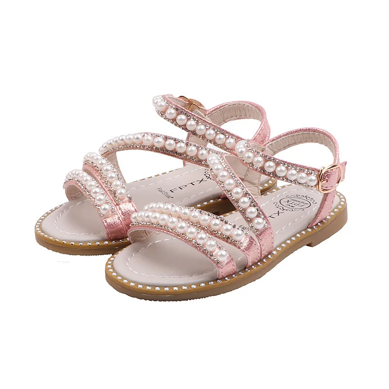 

Girls Sandals 2021 Summer New Fashion Baby Little Girl Princess Shoes Soft Bottom Rhinestone Beach Sandal Sandalias Para Bebe