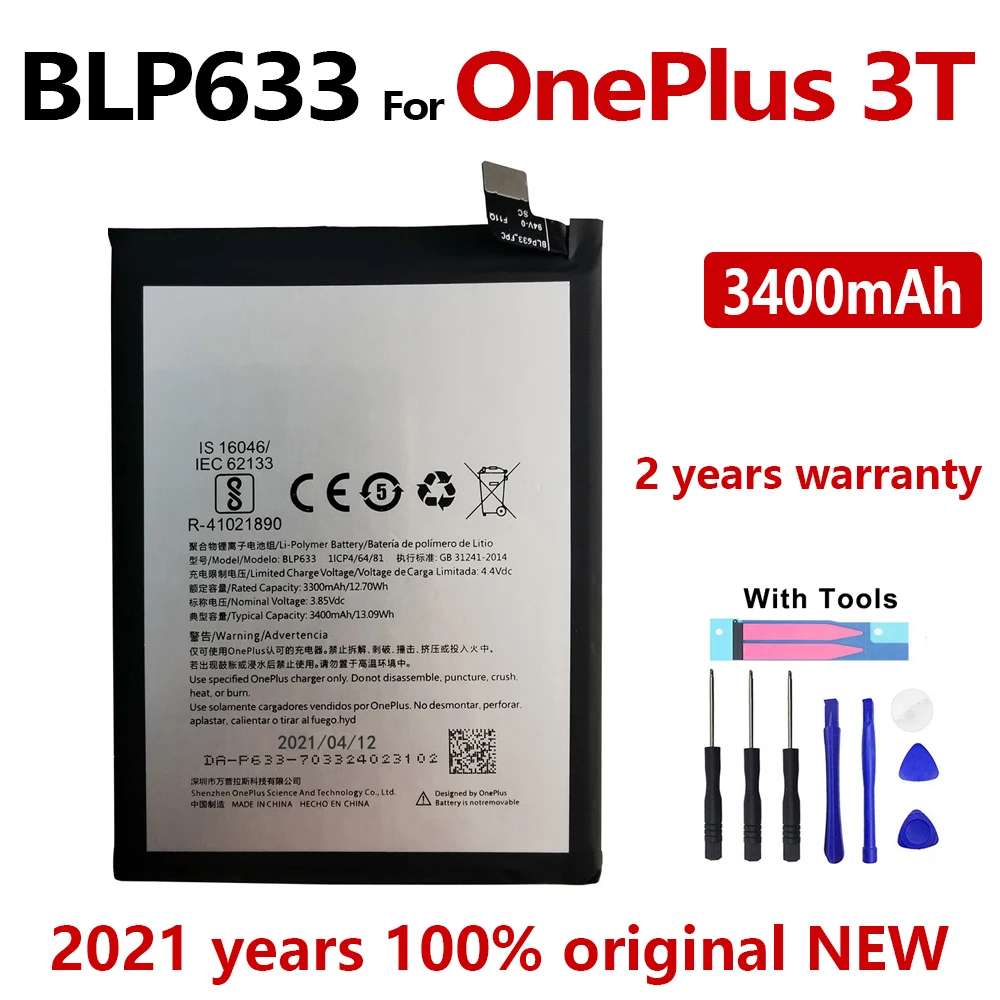 100% Original For Oneplus 3T A2001 Phone Battery BLP633 3400mAh High Capacity One Plus Phone Batteries Free Tools NEW DATE
100% Original For Oneplus 3T A2001 Phone Battery BLP633 3400mAh High Capacity One Plus Phone Batteries Free Tools NEW DATE