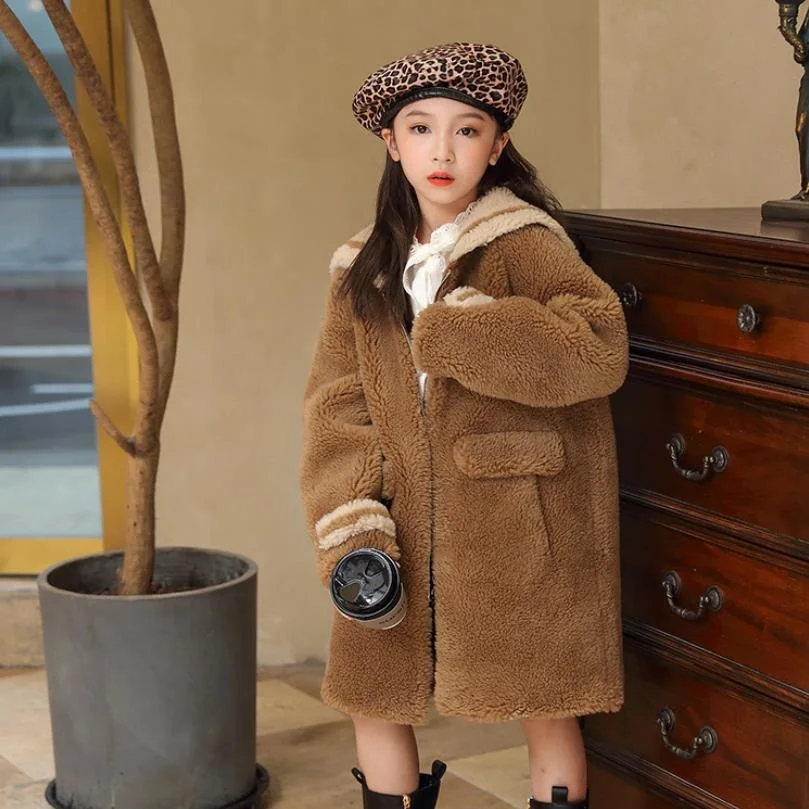 Новинка Зима 2020, пальто из овечьей шерсти, Повседневная плюшевая теплая куртка для девочек, модная детская верхняя одежда из шерсти, пальто ... 
Новинка Зима 2020, пальто из овечьей шерсти, Повседневная плюшевая теплая куртка для девочек, модная детская верхняя одежда из шерсти, пальто ...