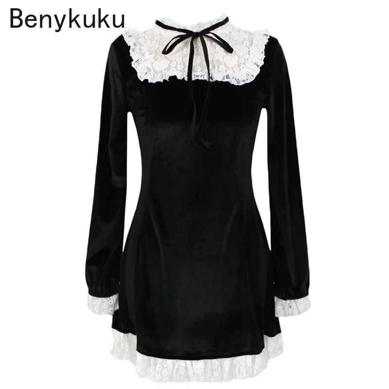 Женское бархатное платье с рюшами, с длинным рукавом, в готическом стиле
Женское бархатное платье с рюшами, с длинным рукавом, в готическом стиле