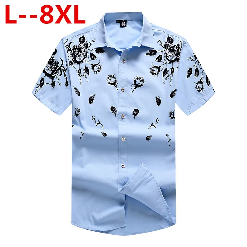 

8XL 6XL 5X Mens Hawaiian Shirt 2020 Brand New Floral Short Sleeve Shirt Men Beach Party Casual Dress Shirts Man Camisa Masculina