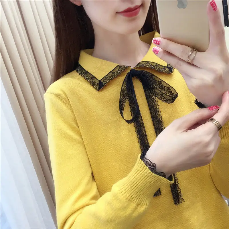 Women Sweaer Auumn Winter Plus Velvet/no Velvet Sweater Bow Lace Knit Sweater Women Long Sleeve Women Sweaters and Pullovers
Women Sweaer Auumn Winter Plus Velvet/no Velvet Sweater Bow Lace Knit Sweater Women Long Sleeve Women Sweaters and Pullovers