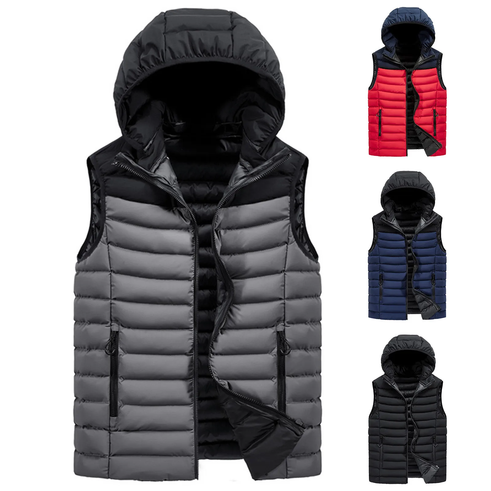 Men's Autumn&winter Color Matching Sleeveless Zipper Hooded Vest Parkas Warm Sleeveless Jacket Male Winter Casual Waistcoat
Men's Autumn&winter Color Matching Sleeveless Zipper Hooded Vest Parkas Warm Sleeveless Jacket Male Winter Casual Waistcoat