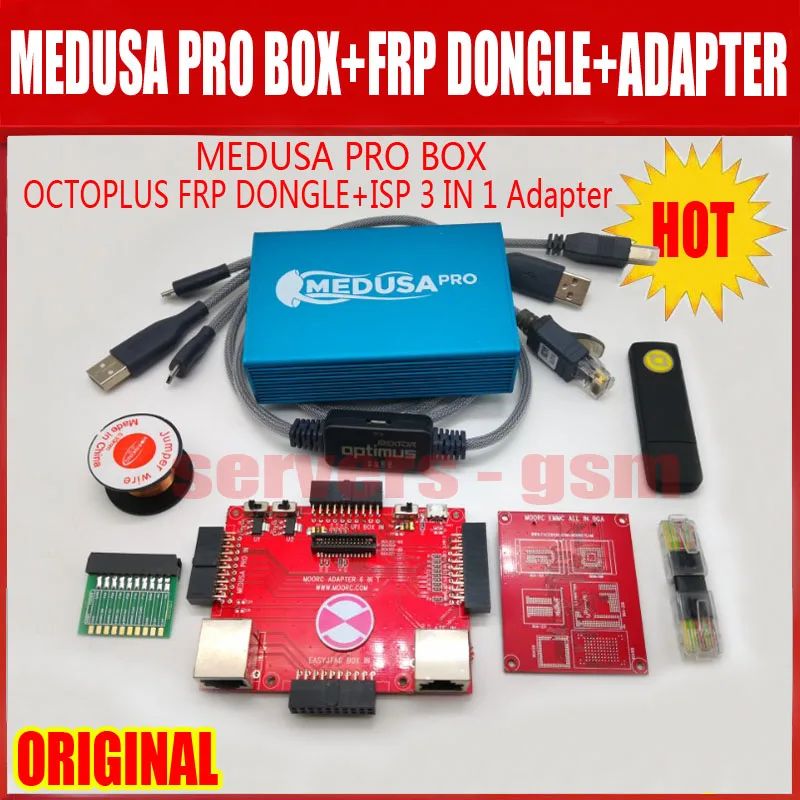100% оригинальная коробка Medusa PRO + Octoplus FRP Dongle ISP 3 в адаптере JTAG Clip MMC для LG Samsung ForHuawei с
