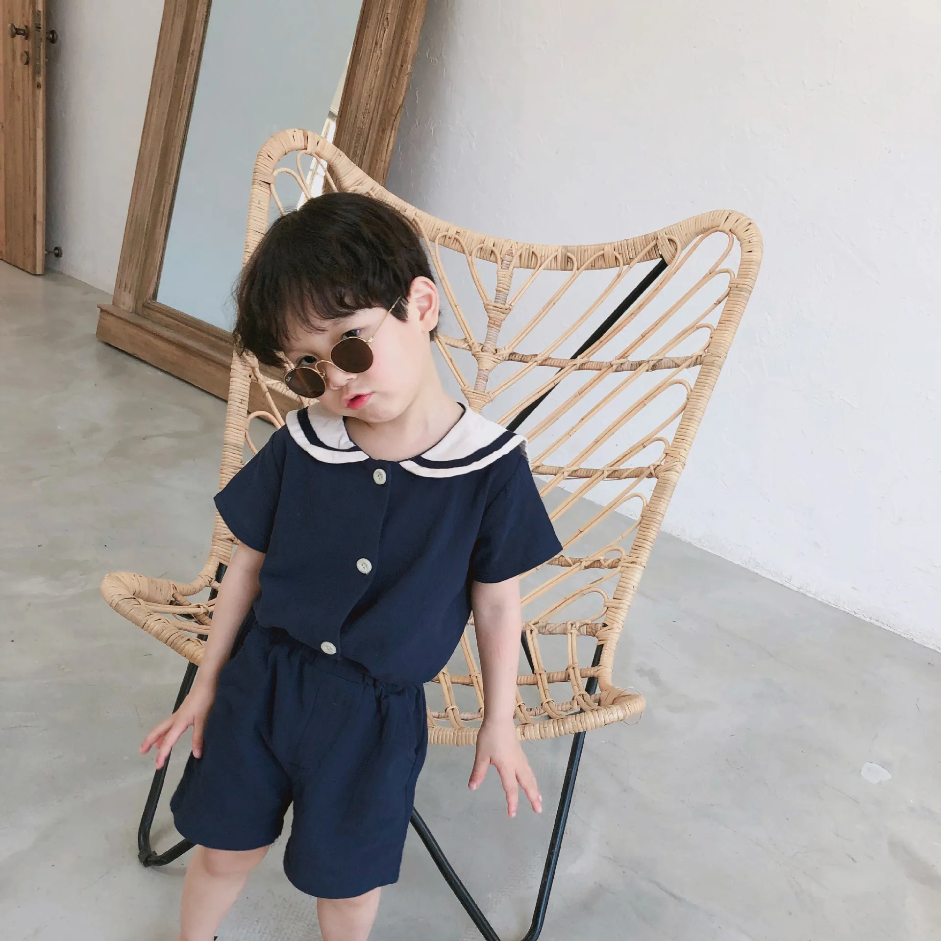 Летний комплект модной детской одежды в японском стиле для мальчиков и девочек