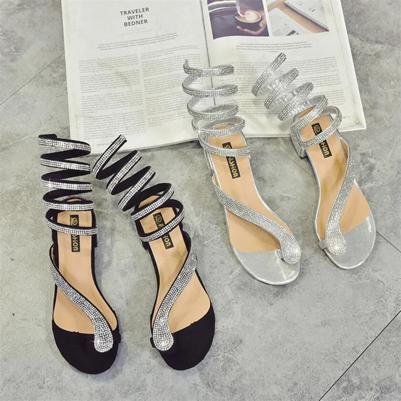 Sandals female 2019 summer set toe with rhinestone snake-shaped winding Roman thick with a word with sandals
Sandals female 2019 summer set toe with rhinestone snake-shaped winding Roman thick with a word with sandals