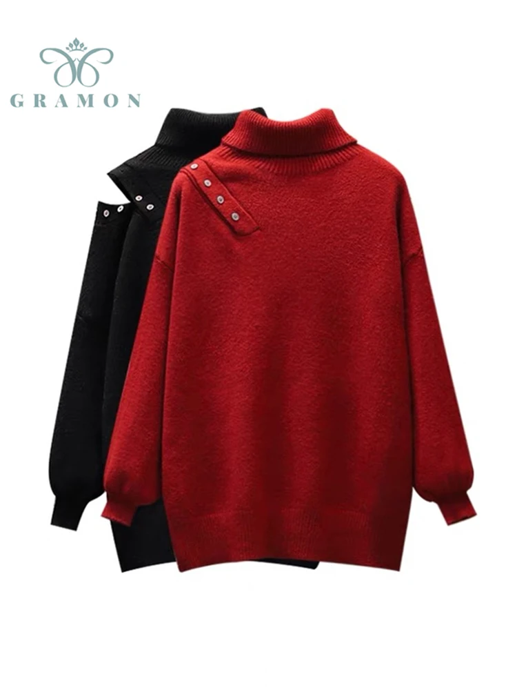 Turtleneck Woman Sweater Fall Winter New Fashion Plus Size Hollow Out Long Sleeve Solid Color Patchwork Knitted Pullover Female
Turtleneck Woman Sweater Fall Winter New Fashion Plus Size Hollow Out Long Sleeve Solid Color Patchwork Knitted Pullover Female