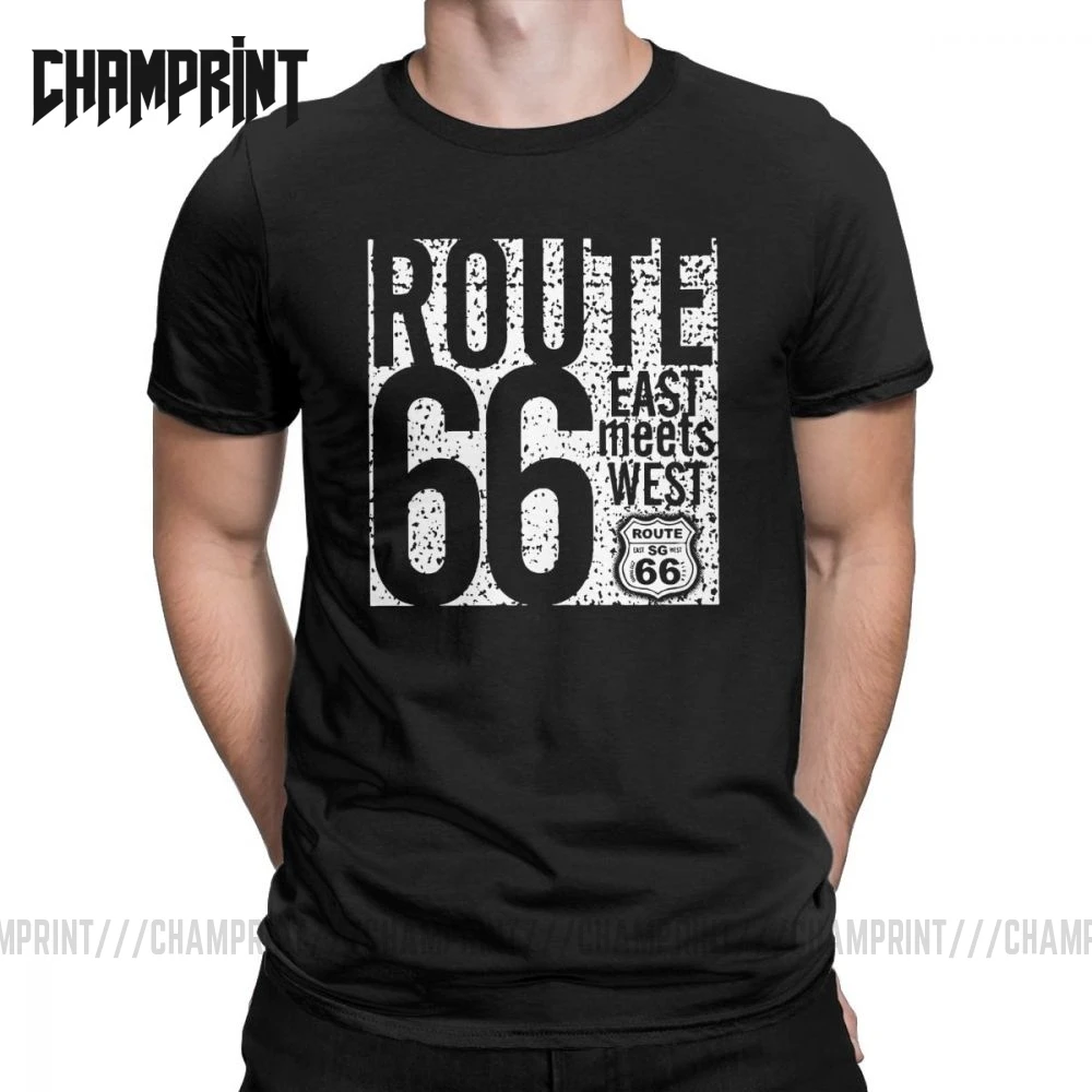 Винтажные мужские футболки Route 66 Mother Road SG19 из чистого хлопка с круглым вырезом