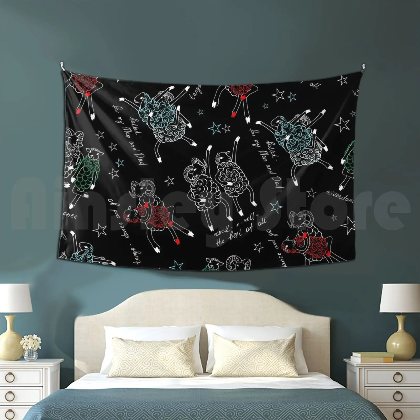 Dancing Sheep Tapestry Living Room Bedroom Sheep Lambs Dance Dancers On A Black Background Thin Drawing Dance Teacher 
Dancing Sheep Tapestry Living Room Bedroom Sheep Lambs Dance Dancers On A Black Background Thin Drawing Dance Teacher
