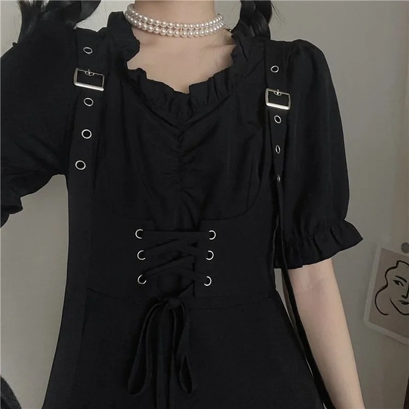 QWEEK Gothic Dresses for Women 2021 Summer Punk Ruffle Kawaii Cute Puff Sleeve Bandage Mini Dress Party Streetwear Emo Mall Goth
QWEEK Gothic Dresses for Women 2021 Summer Punk Ruffle Kawaii Cute Puff Sleeve Bandage Mini Dress Party Streetwear Emo Mall Goth