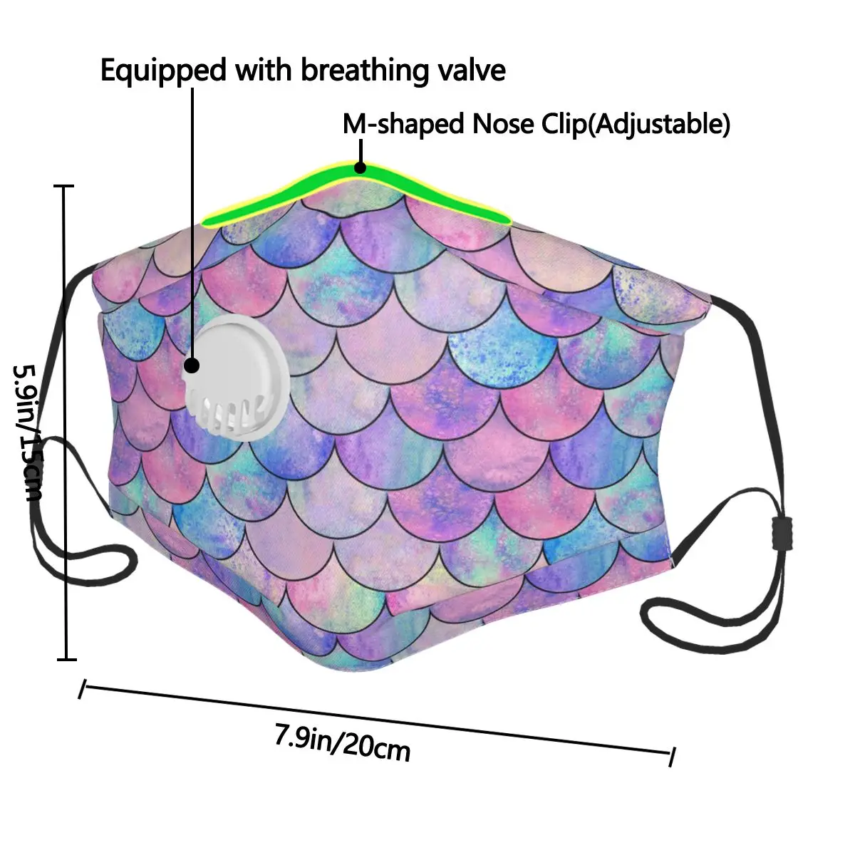 Colorful Mermaid Fish Scales Breath Valve Mouth Mask Dust Proof Washable Reusable Masks Unisex Mouth Muffle for Man Women
Colorful Mermaid Fish Scales Breath Valve Mouth Mask Dust Proof Washable Reusable Masks Unisex Mouth Muffle for Man Women