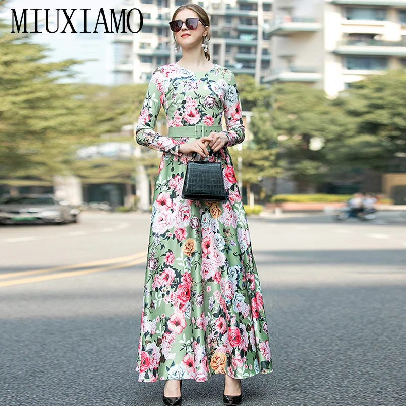 MIUXIMAO High Quality 2020 Runway Designer Spring Dress Flower Print Elegant beach dress Long Dress Women vestidos With Belt
MIUXIMAO High Quality 2020 Runway Designer Spring Dress Flower Print Elegant beach dress Long Dress Women vestidos With Belt
