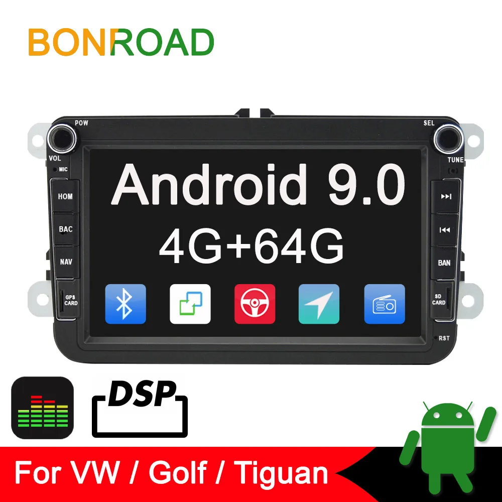 Автомобильный мультимедийный плеер Bonroad 2din Android 9 0 для VW Golf Passat Tiguan Touran Polo GPS