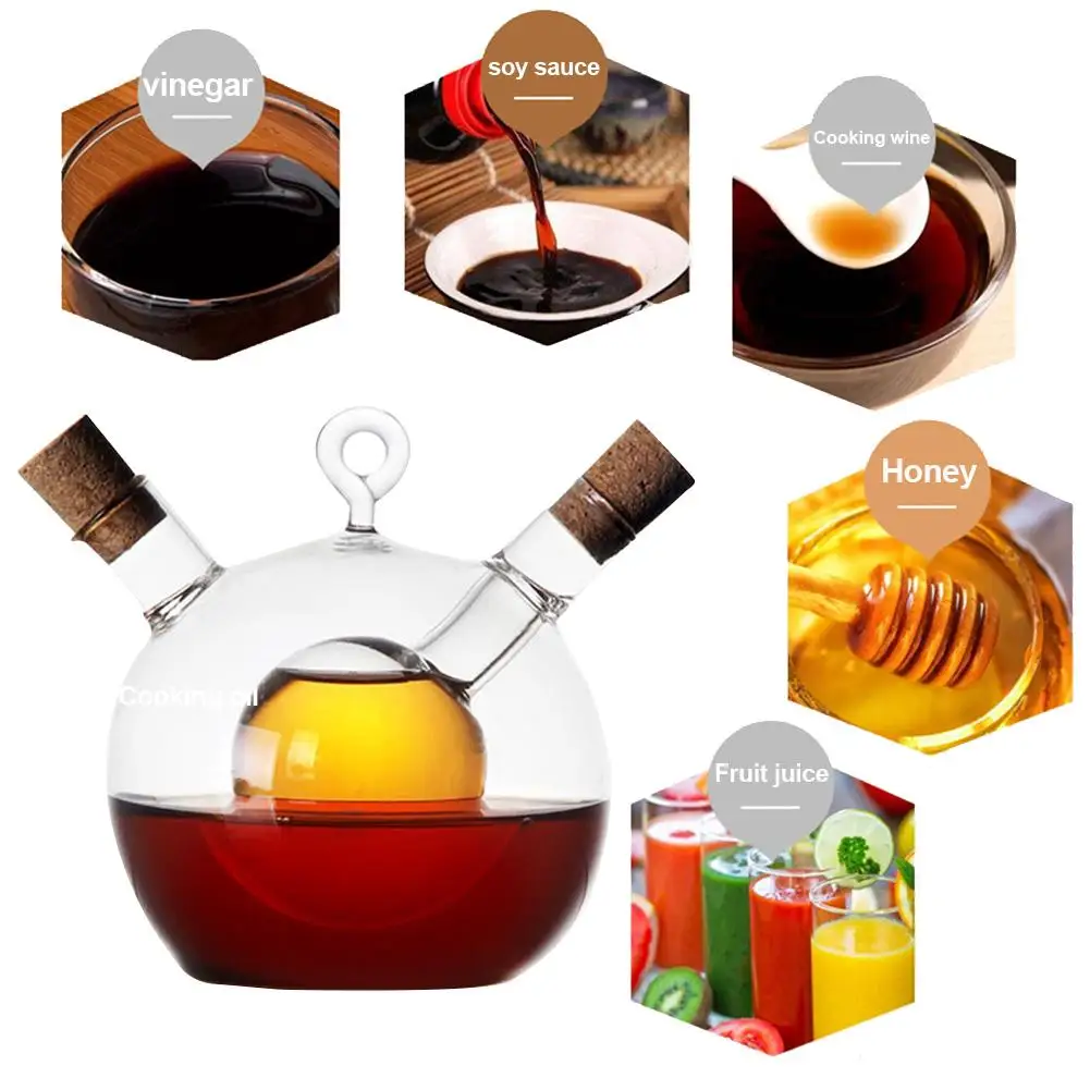 2-in-1 High Borosilicate Glass Caster Two Mouth Oil Vinegar Bottles Soy Sauce Bottle Oil Vinegar Cruet
2-in-1 High Borosilicate Glass Caster Two Mouth Oil Vinegar Bottles Soy Sauce Bottle Oil Vinegar Cruet
