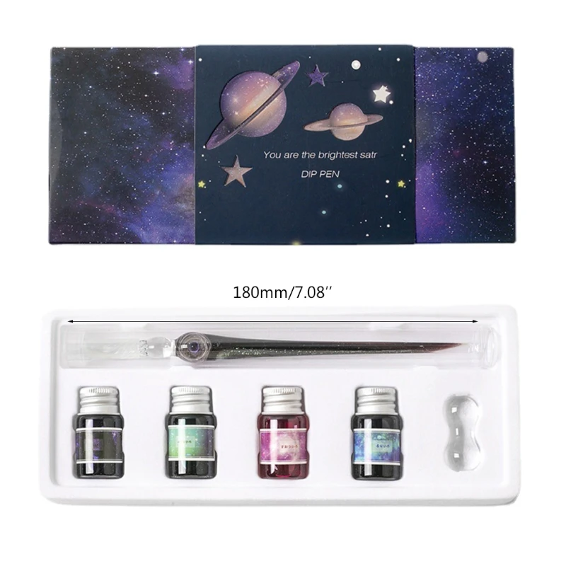 Glass Dipped Pen Ink Set - Crystal Glass Dip Pen with 4 Colorful Inks for Art, Decoration, Gift for Kids and Artist
Glass Dipped Pen Ink Set - Crystal Glass Dip Pen with 4 Colorful Inks for Art, Decoration, Gift for Kids and Artist