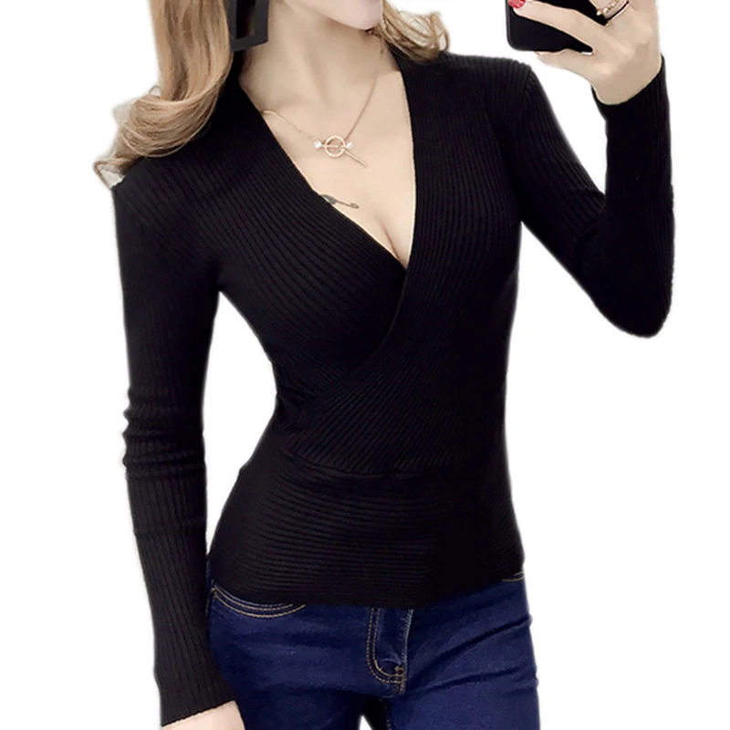 2021 New Sexy Deep V Neck Sweater Women's Pullover Casual Slim Bottoming Winter Sweaters Female Elastic Cotton Long SleeveTops
2021 New Sexy Deep V Neck Sweater Women's Pullover Casual Slim Bottoming Winter Sweaters Female Elastic Cotton Long SleeveTops