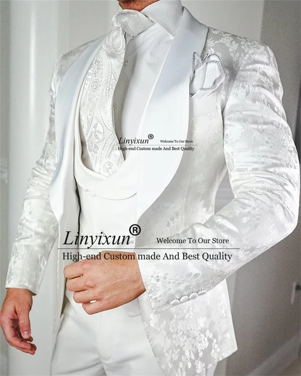 Fashion White Jacquard Mens Suit Wedding Groom Tuxedo Slim Fit Formal Business Blazer 3 Piece Jacket Vest Pants Terno Masculino
Fashion White Jacquard Mens Suit Wedding Groom Tuxedo Slim Fit Formal Business Blazer 3 Piece Jacket Vest Pants Terno Masculino