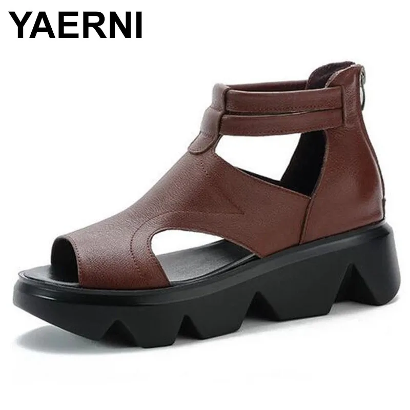 YAERNI 2021 New Fish Mouth Genuine Leather Roman Sandals Summer Women Sandals Ankle Boots Platform Non-slip Heightening Sandals
YAERNI 2021 New Fish Mouth Genuine Leather Roman Sandals Summer Women Sandals Ankle Boots Platform Non-slip Heightening Sandals