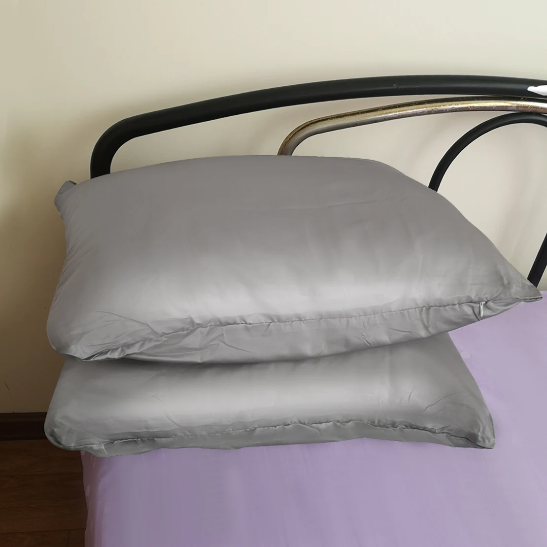 

1Pair Good Quality Grey Soft Polyester Pillow Case for Hair Skin Luxury Pillowcase 51x66cm 20x26"