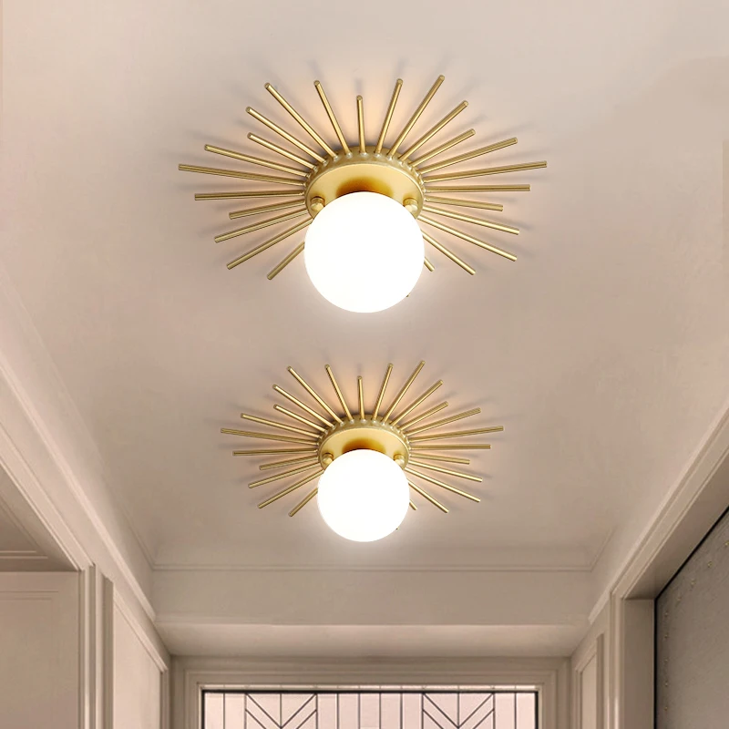 Nordic Round Glass Ceiling Lights Sun Shape Gold Metal G9 Modern LED Hallway Ceiling Lights for Locker Room Corridor Illuminaire
Nordic Round Glass Ceiling Lights Sun Shape Gold Metal G9 Modern LED Hallway Ceiling Lights for Locker Room Corridor Illuminaire