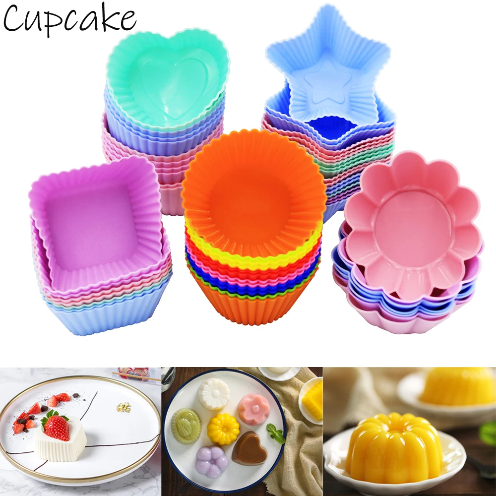 

Silicone Cupcake Series Molds Non-stick Various shapes Food grade silicone Baking Molds For jelly pudding candy cupcake pastry