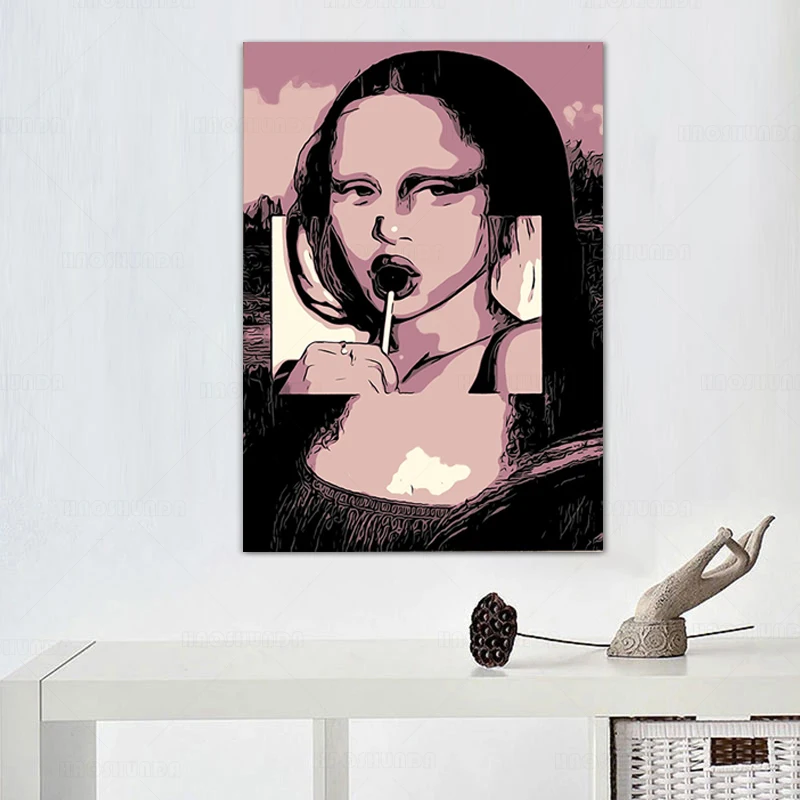 Mona Lisa Fashion Posters and Prints Funny Eating Lollipop Canvas Painting Modern Abstract Wall Pictures Living Room Home Decor
Mona Lisa Fashion Posters and Prints Funny Eating Lollipop Canvas Painting Modern Abstract Wall Pictures Living Room Home Decor