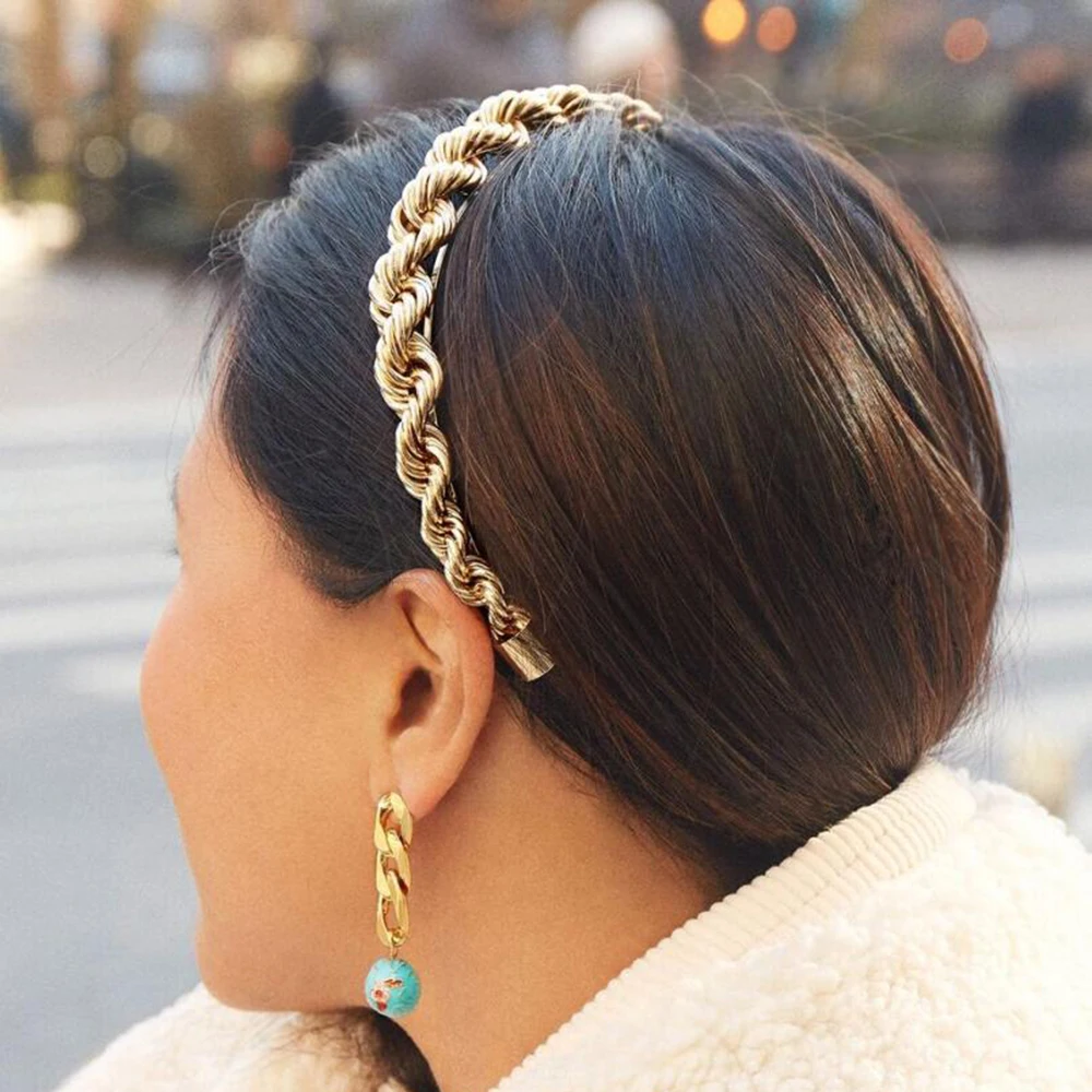 Golden Chains Hairbands For Women Punk Style Metal Headband Wrap Hair Hoop Fashion Chic Hair Ornament Gold Hair Accessories
Golden Chains Hairbands For Women Punk Style Metal Headband Wrap Hair Hoop Fashion Chic Hair Ornament Gold Hair Accessories
