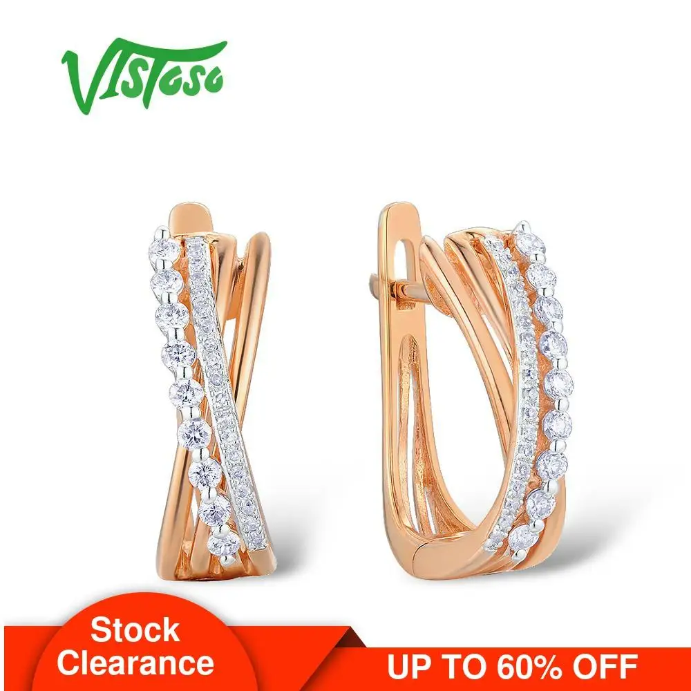VISTOSO Gold Earrings For Women 14K 585 Rose Gold Sparkling Sparkling Luxury Diamond Wedding Band Engagement Trendy Fine Jewelry
VISTOSO Gold Earrings For Women 14K 585 Rose Gold Sparkling Sparkling Luxury Diamond Wedding Band Engagement Trendy Fine Jewelry
