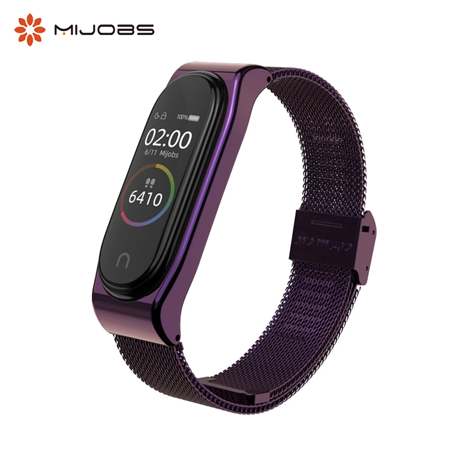 Металлический браслет Mijobs для Xiaomi Mi Band 4 аксессуары смарт часов 3 силиконовые