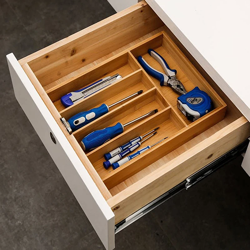 Bamboo Cutlery Tray 5 Grid Kitchen Storage Box Non-Retractable Tableware Storage Boxes Household Jewelry Tools Drawer Organizer
Bamboo Cutlery Tray 5 Grid Kitchen Storage Box Non-Retractable Tableware Storage Boxes Household Jewelry Tools Drawer Organizer