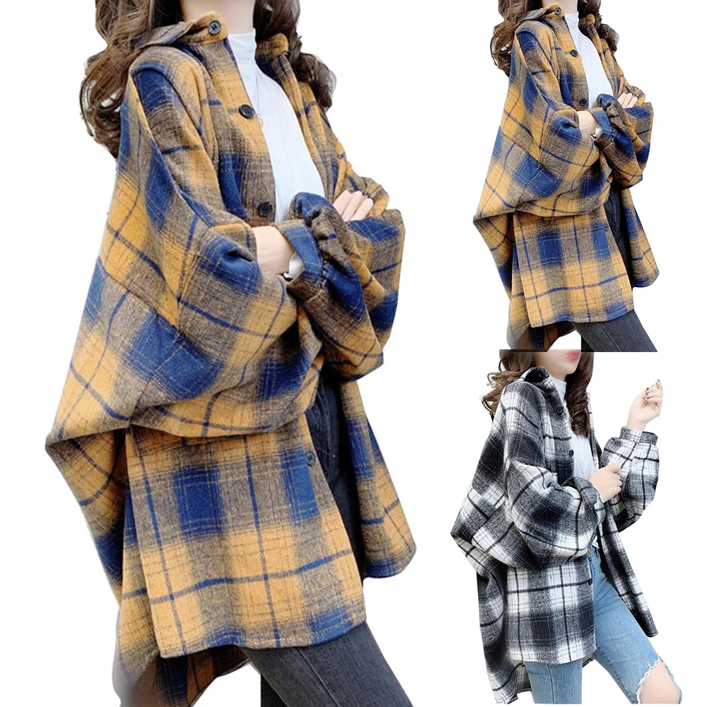 Женская клетчатая рубашка с длинным рукавом, удобная повседневная верхняя одежда на пуговицах для женщин, свободные длинные Рубашки, Топы, ... 
Женская клетчатая рубашка с длинным рукавом, удобная повседневная верхняя одежда на пуговицах для женщин, свободные длинные Рубашки, Топы, ...