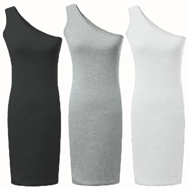 Sexy One-shoulder Backless Dress Bag Hip Slim Beach Dresses Women Solid Sleeveless Black Gray White Party Dress Europe S M L
Sexy One-shoulder Backless Dress Bag Hip Slim Beach Dresses Women Solid Sleeveless Black Gray White Party Dress Europe S M L