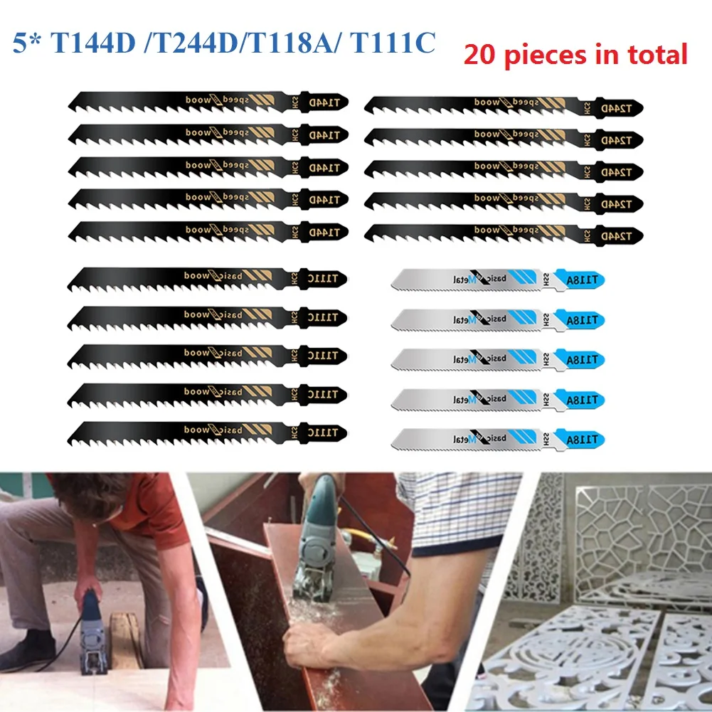 20Pcs Jig Saw T-Shank Blade Metal Wood Cutting Woodworking T144D T244D T111C T118A Electric Power Tool Part
20Pcs Jig Saw T-Shank Blade Metal Wood Cutting Woodworking T144D T244D T111C T118A Electric Power Tool Part