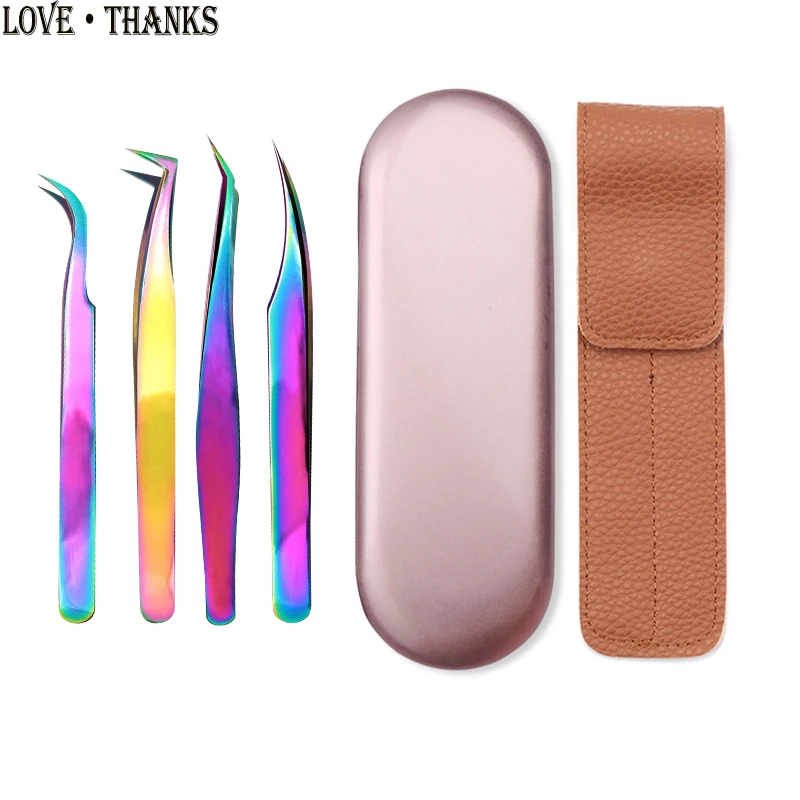Professional Stainless Steel Eyelash Extension Tweezers Rainbow Gold Anti-static Precision & Tweezer Storage Box Leather Bag Set
Professional Stainless Steel Eyelash Extension Tweezers Rainbow Gold Anti-static Precision & Tweezer Storage Box Leather Bag Set