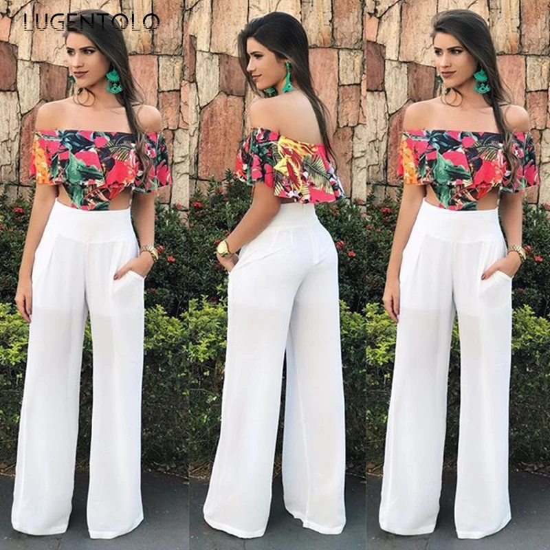 Lugentolo Sexy Jumpsuit Women Camis Print Tops Summer Thin White Wide Leg Pants Ladies White Elegant Long Jumpsuits
Lugentolo Sexy Jumpsuit Women Camis Print Tops Summer Thin White Wide Leg Pants Ladies White Elegant Long Jumpsuits