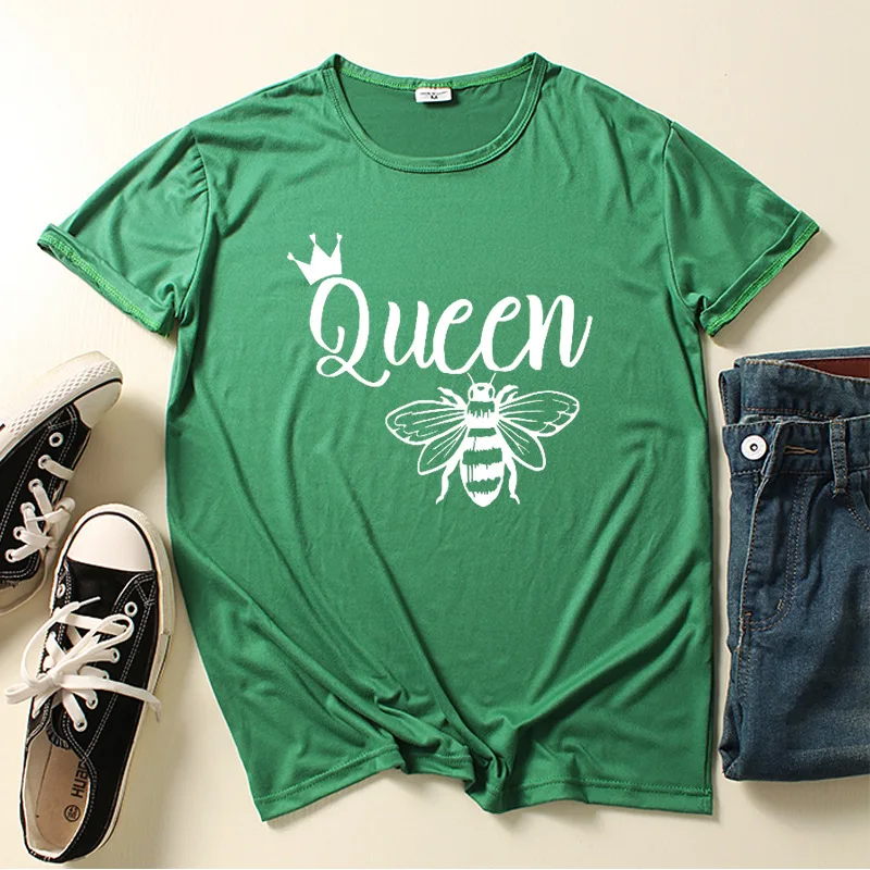 Bee Queen Crown Letter Print Women T Shirt Short Sleeve O Neck Loose Women Tshirt Ladies Tee Shirt Tops Clothes Camisetas Mujer
Bee Queen Crown Letter Print Women T Shirt Short Sleeve O Neck Loose Women Tshirt Ladies Tee Shirt Tops Clothes Camisetas Mujer